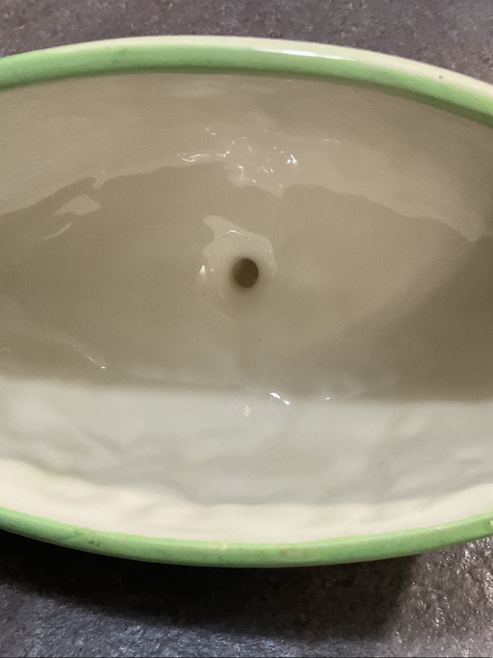 Green Ceramic Covered Butter Dish with Figurative Relief - Picture 9 of 14